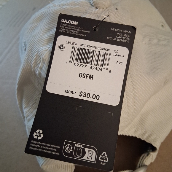 Mens Corduroy Under Armour Adjustable Hat - Picture 3 of 4